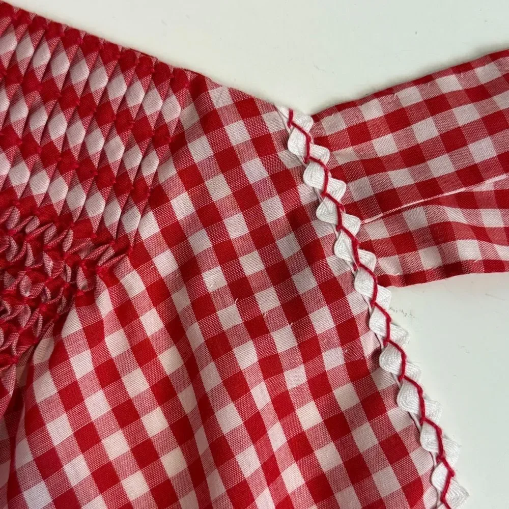 Vintage Handmade Red White Gingham Half-Apron 1950s